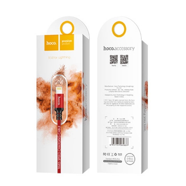 USB juhe Hoco X14 Lightning 1m punane — SkyMobile e-pood