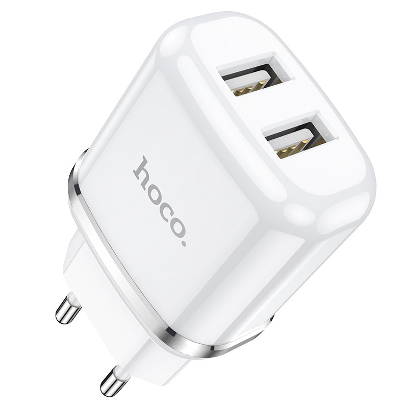 Laadija Hoco N4 2 USB-porti 2.4A (valge) — SkyMobile e-pood