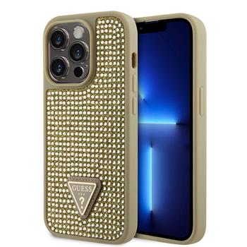 Guess Ümbris GUHCP15LHDGTPD Rhinestones Triangle Metal Logo iPhone 15 Pro (kuldne)