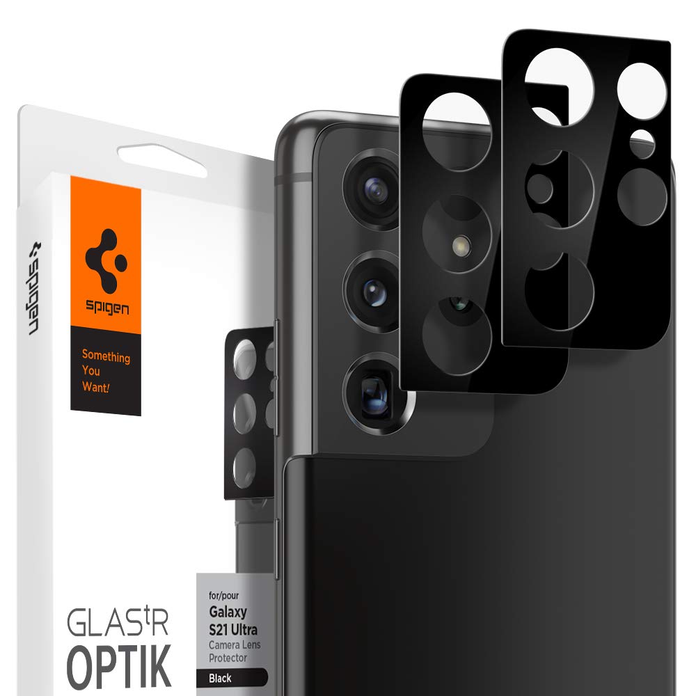 Kaitseklaas Spigen tagakaamerale Samsung Galaxy S21 Ultra (must/ 2 tk pakis)