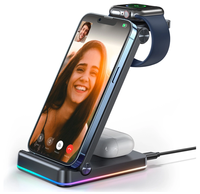 Juhtmevaba laadija Joyroom JR-WQN01 3in1 Apple (must) — SkyMobile e-pood