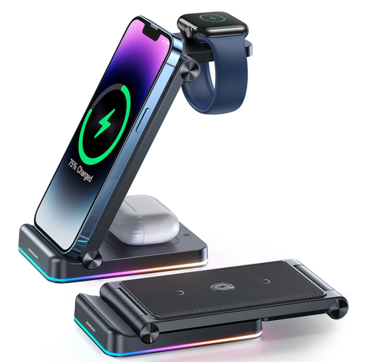 Juhtmevaba laadija Joyroom JR-WQN01 3in1 Apple (must) — SkyMobile e-pood