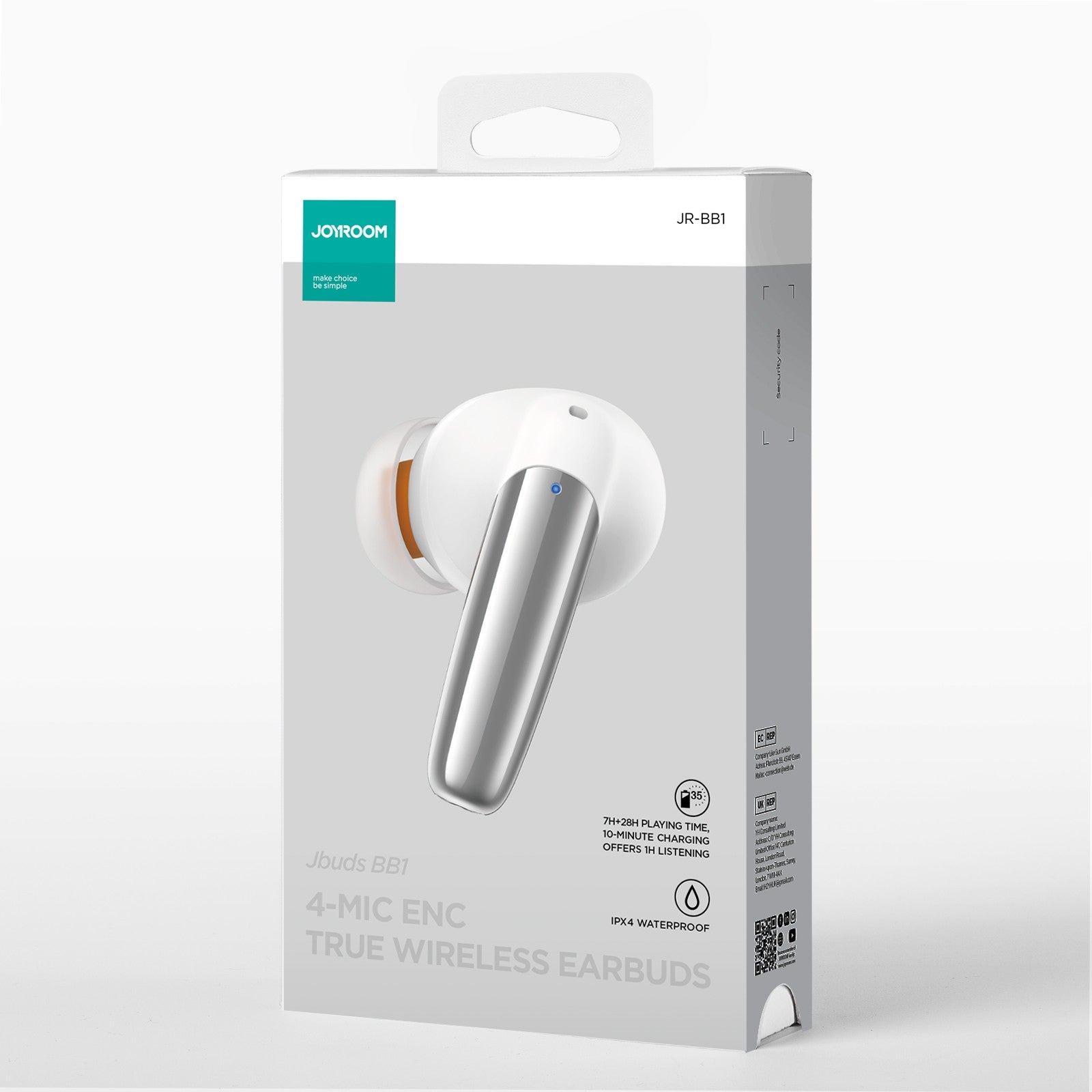 Bluetooth Kõrvaklapid Joyroom TWS JR-BB1 (valge) — SkyMobile e-pood