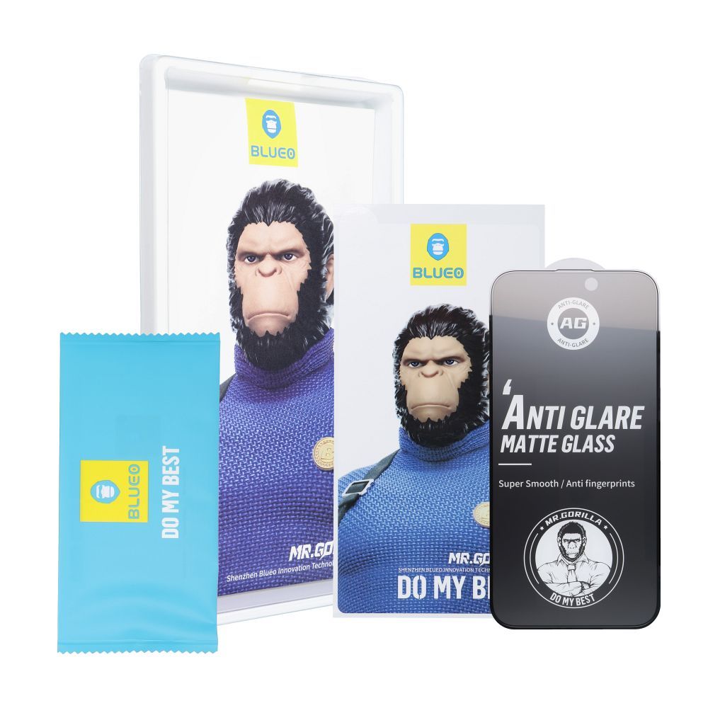 Kaitseklaas Mr. Monkey 5D Full Glue Strong Matte iPhone 15 Pro (must) — SkyMobile e-pood
