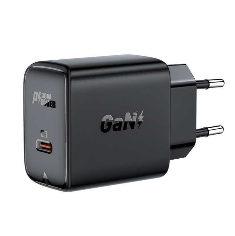 Laadija Acefast A21 30W GaN Type-C (must) — SkyMobile e-pood