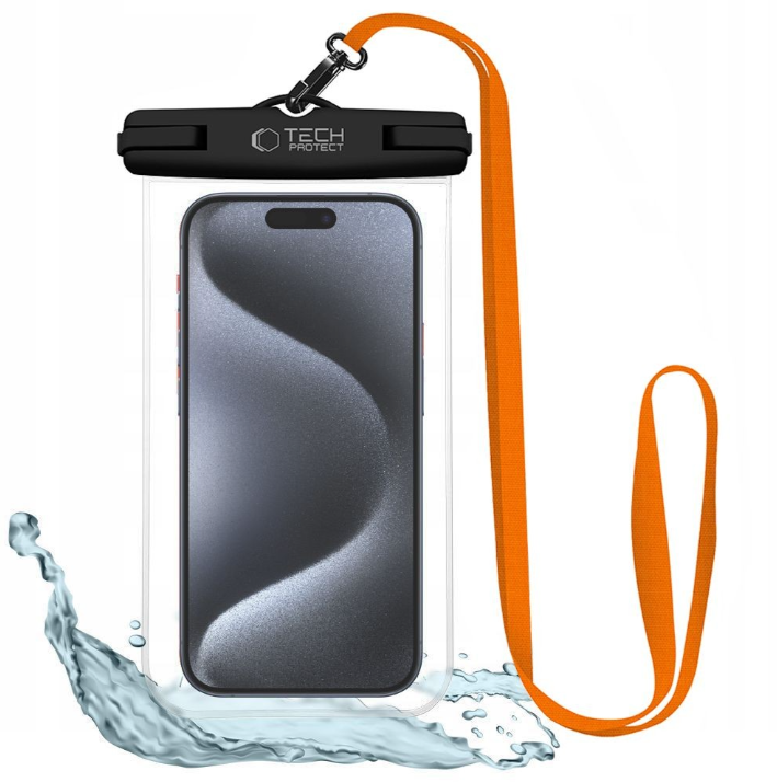 Kaitseümbris veekindel Tech-Protect UWC7 (must / oranž) — SkyMobile e-pood