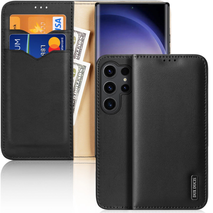 Ümbris kaanega Dux Ducis Hivo Genuine Leather Samsung S928 S24 Ultra (must) — SkyMobile e-pood