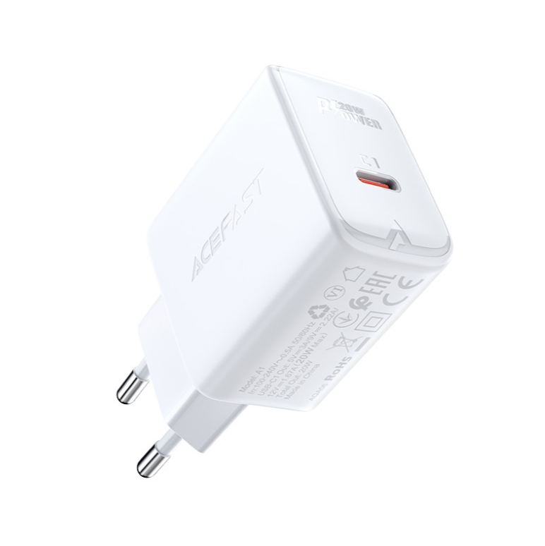 Laadija Acefast A1 PD20W Type-C (valge) — SkyMobile e-pood