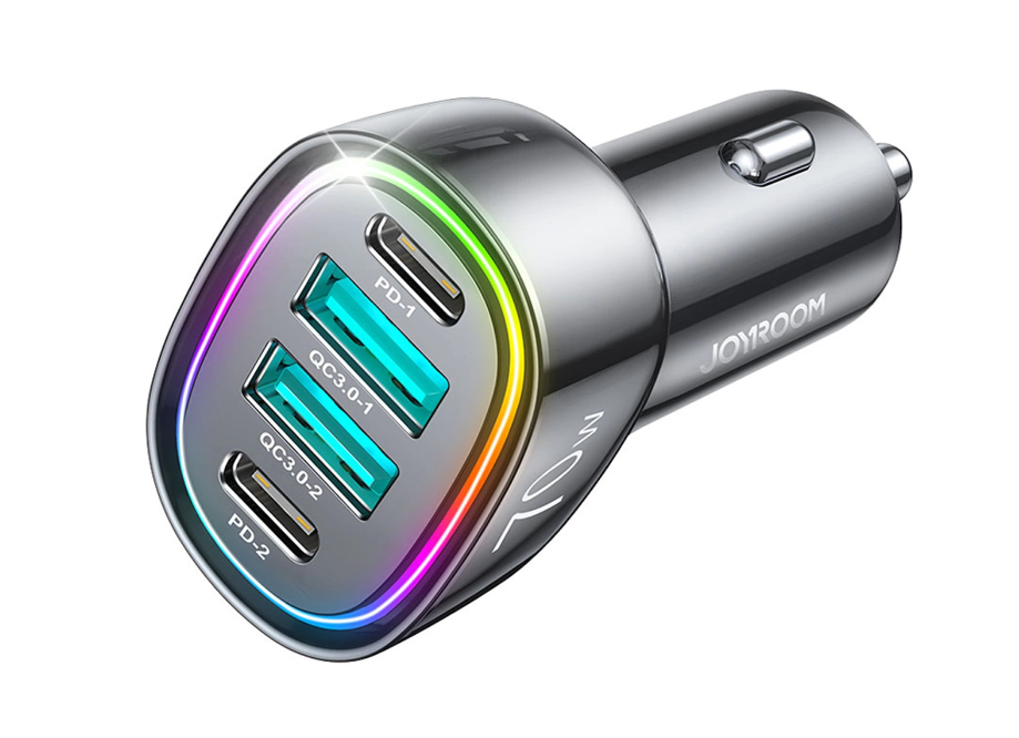 Autolaadija Joyroom JR-CL29 / 2xType-C 2xUSB-A 70W (must) — SkyMobile e-pood
