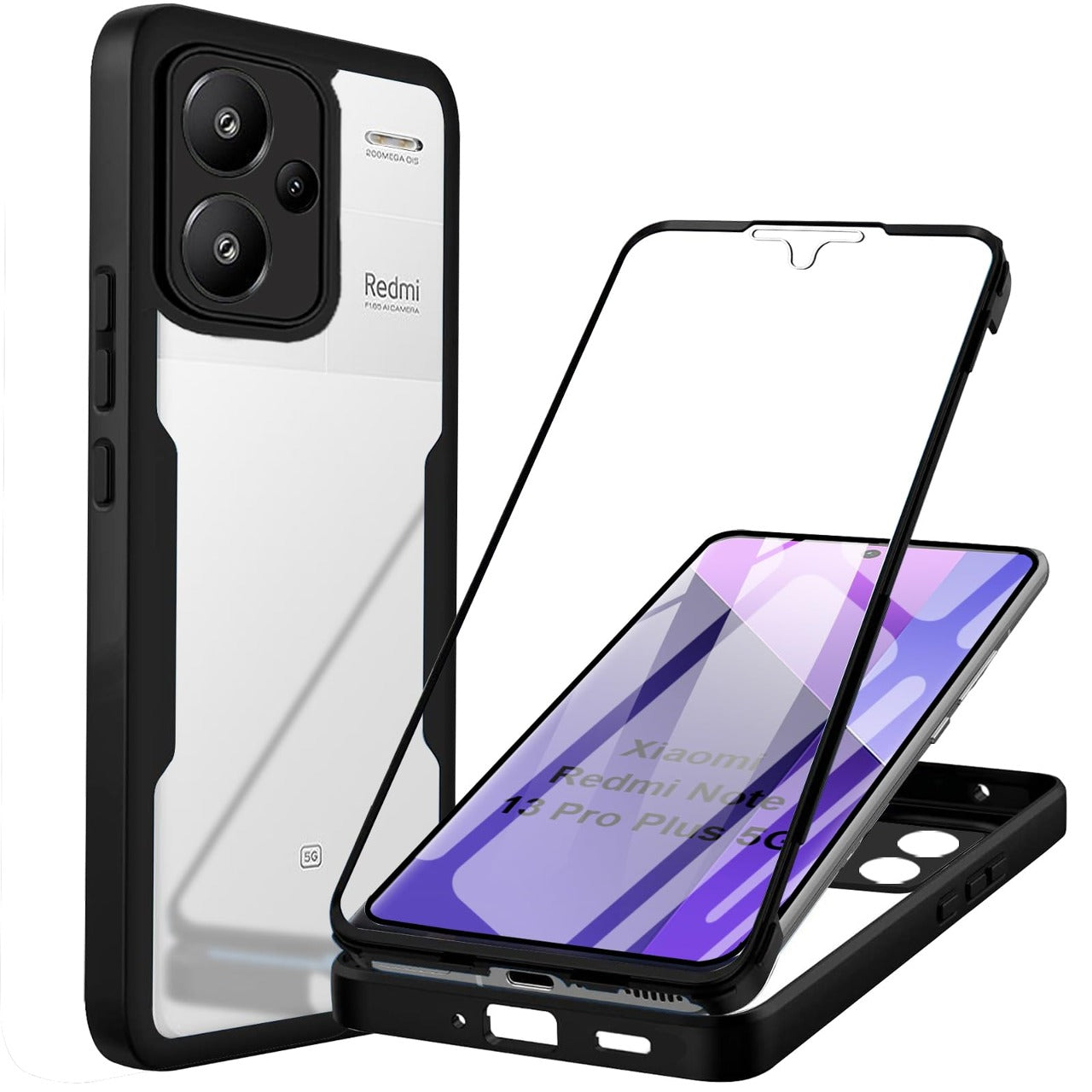 Protect Ümbris 360 Kaitsekilega Xiaomi Redmi Note 13 Pro 5G (läbipaistev/must)