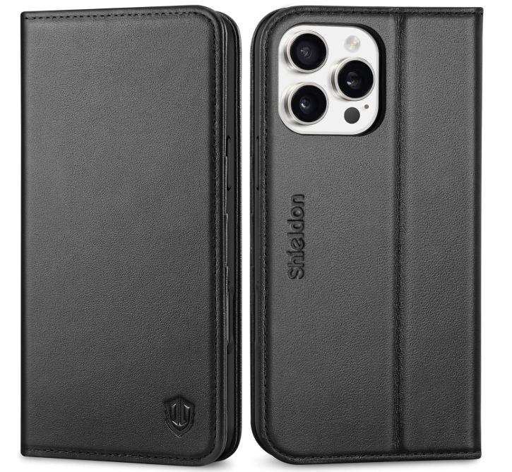 Ümbris kaanega Shieldon iPhone 15 Plus MagSafe+Wallet (must)