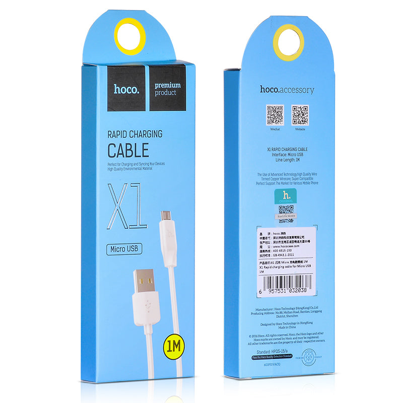 USB juhe Hoco X1 Micro USB 1m valge — SkyMobile e-pood