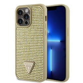 Guess Ümbris GUHCP15XHDGTPD Rhinestones Triangle Metal Logo iPhone 15 Pro Max (kuldne)