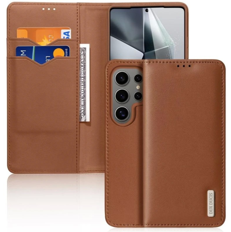 Ümbris kaanega Dux Ducis Hivo Genuine Leather Samsung S25 Ultra (pruun) — SkyMobile e-pood