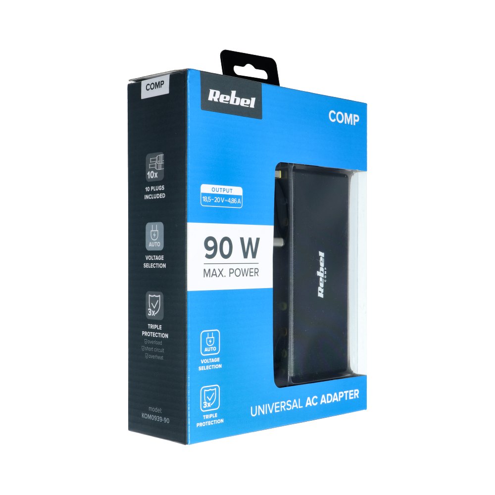Laadija REBEL laptopile, 90W, 18-20V (must) — SkyMobile e-pood