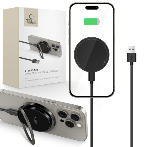 Juhtmevaba laadija Tech-Protect QI15W-A33 MagSafe (must) — SkyMobile e-pood