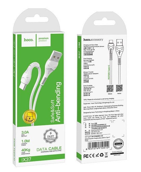 USB juhe Hoco X37 Cool Power Type-C (1m/ valge) — SkyMobile e-pood