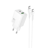Adapter Hoco N71 30W GaN USB-C / USB-A + Type-C to USB-C 1.0m (valge)