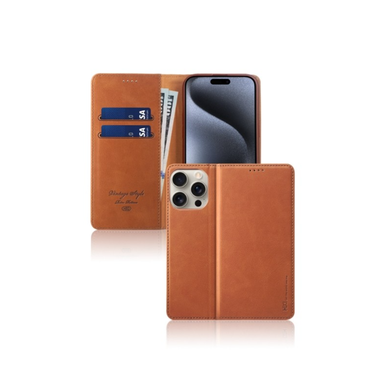 Ümbris kaanega HDD Magnetic Wallet Case iPhone 13/ 14 (pruun) — SkyMobile e-pood