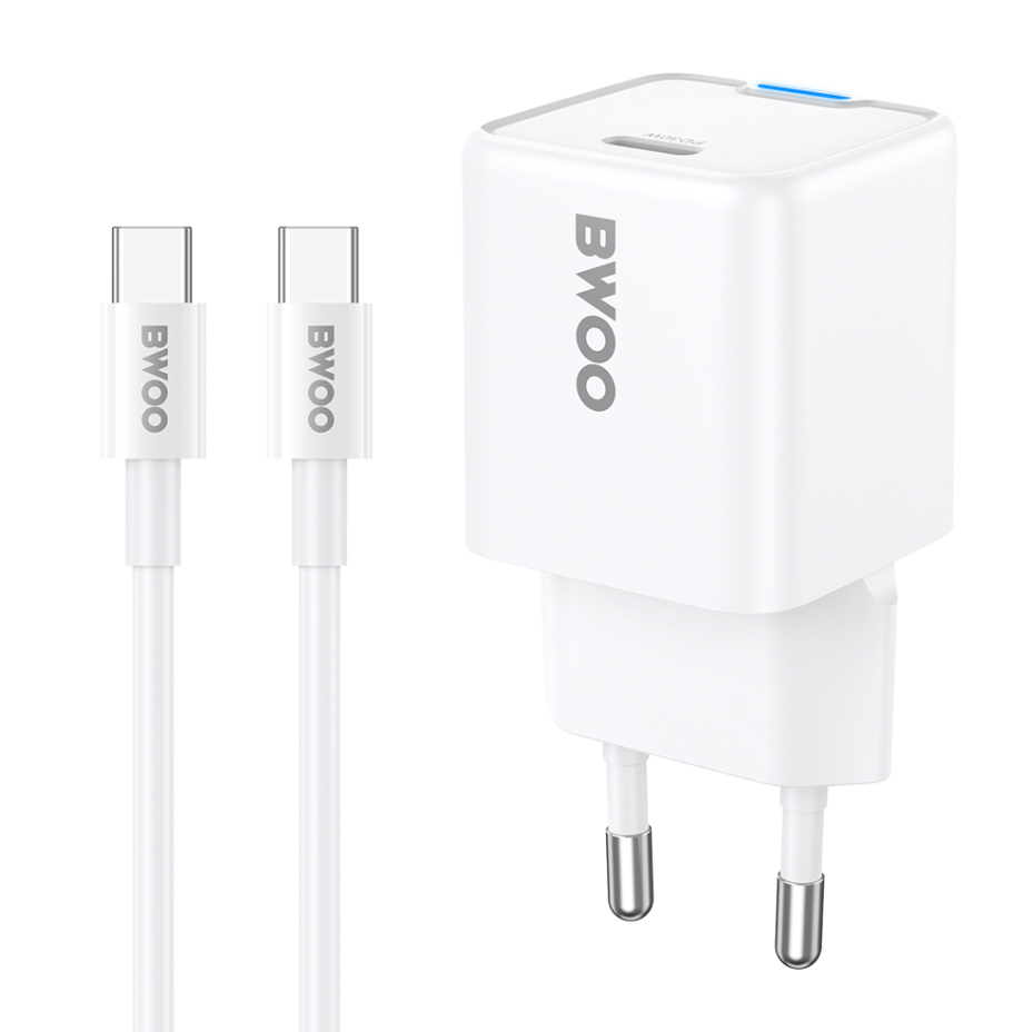 Laadija BWOO Type-C 30W Type-C 1.0m valge — SkyMobile e-pood