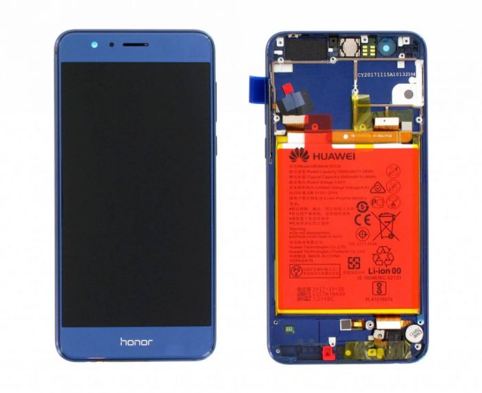 Varuosa Huawei Honor 8 ekraan raami ja akuga sinine (service pack)