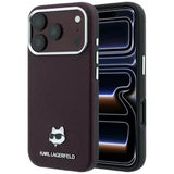 Karl Lagerfeld Grained Choupette Head Metal MagSafe Case for iPhone 17 Pro / 18 Pro (viinamari)
