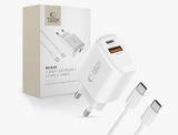 Laadija Tech-Protect NCA30 PD 30W USB-A / USB-C + USB-C / USB-C (valge)