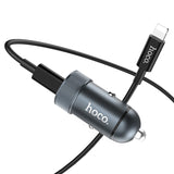 Hoco autolaadija Z1 (2 USB) koos Iphone juhtmega (must)