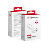 Autolaadija Forcell CARBONE USB QC3.0 18W 5A + Type-C 3.0 PD20W (valge/ 2 sissu)