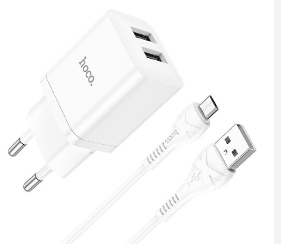 Hoco Laadija Hoco N25 2xUSB-A (2.1A) + MicroUSB (valge)