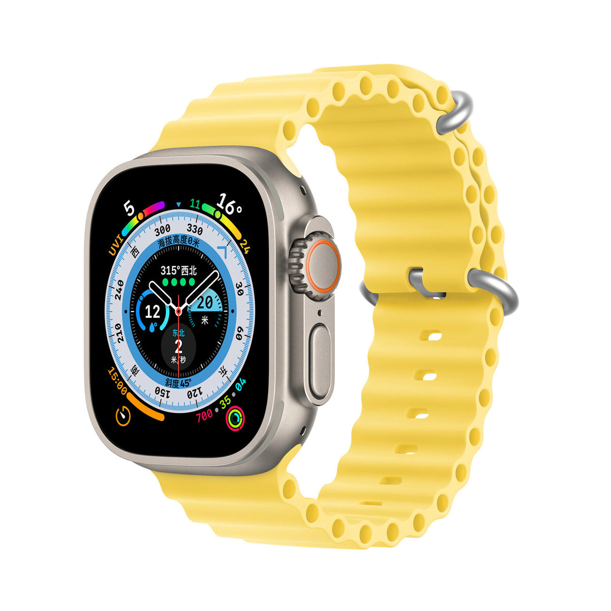 Kellarihm Dux Ducis OceanWave Apple Watch 42mm/44mm/45mm/49mm (kollane)