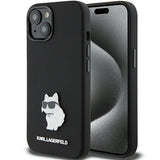 Ümbris Karl Lagerfeld Silicone Choupette Metal Pin iPhone 15 Plus (must)