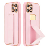 Silikoon Forcell Leather Kickstand Iphone 15 PLus (Roosa)