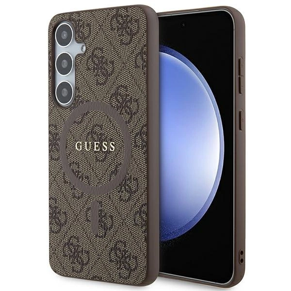 Ümbris Guess Metal Logo MagSafe Samsung Galaxy S24 (pruun)