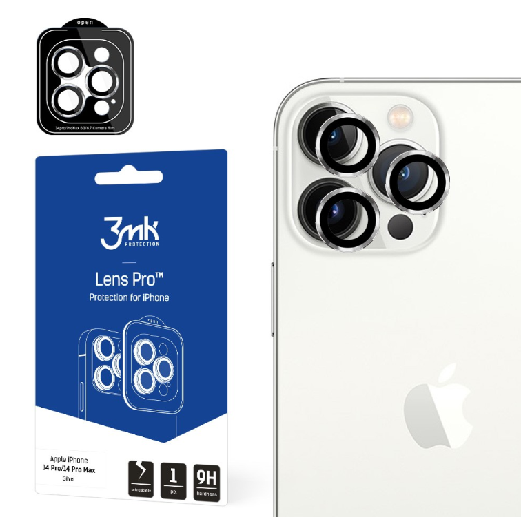 Kaitseklaas 3MK Lens Pro tagakaamerale iPhone 15 Pro / 15 Pro Max / 16 Pro / 16 Pro Max / 17 Pro / 17 Pro Max  (hõbe)