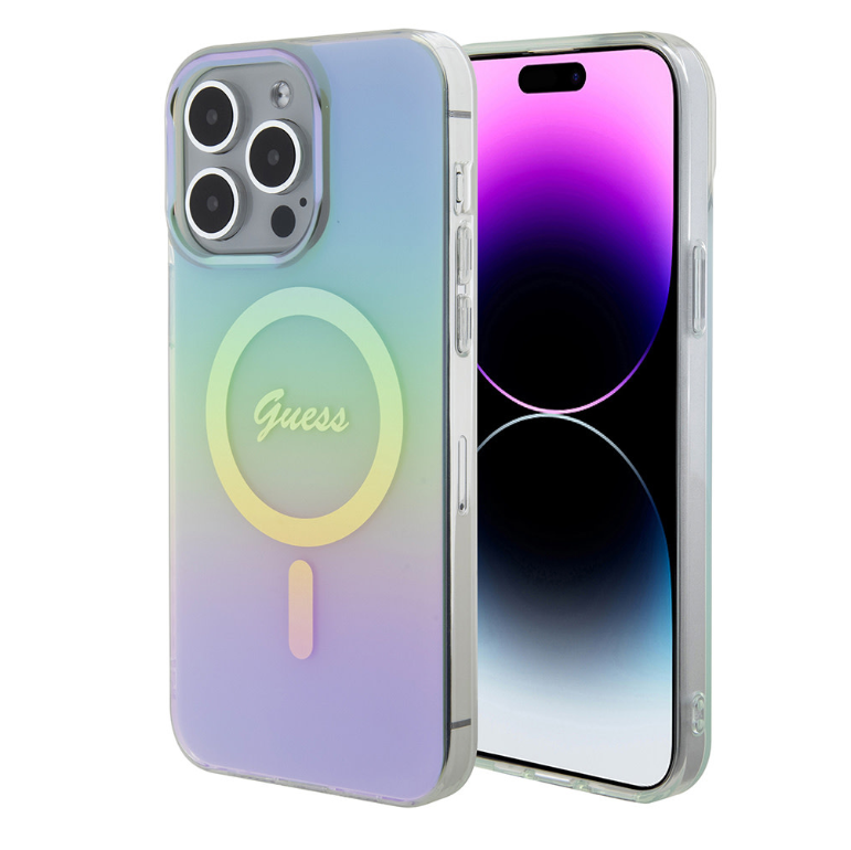 Guess Ümbris GUHMP15LHITSQ IML Iridescent Script MagSafe iPhone 15 Pro (türkiissinine)