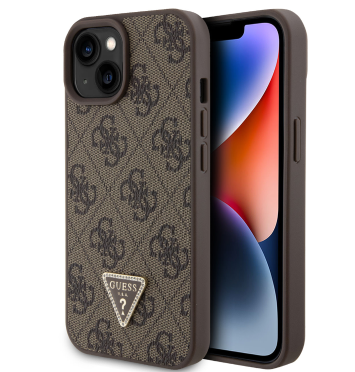 Guess Ümbris GUHCP15SP4TDPW Triangle Metal Logo iPhone 15 (pruun)