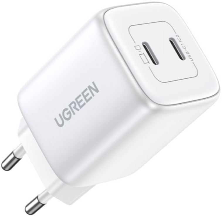 USB Adapter Ugreen CD294 Nexode GaN 2x USB-C, 45W (valge)