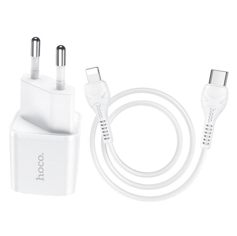 USB adapter Hoco N10 20W Type-C-Lightning (valge)