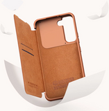 Ümbris kaanega Nillkin Qin Pro Leather Samsung Galaxy S22 Plus (pruun)