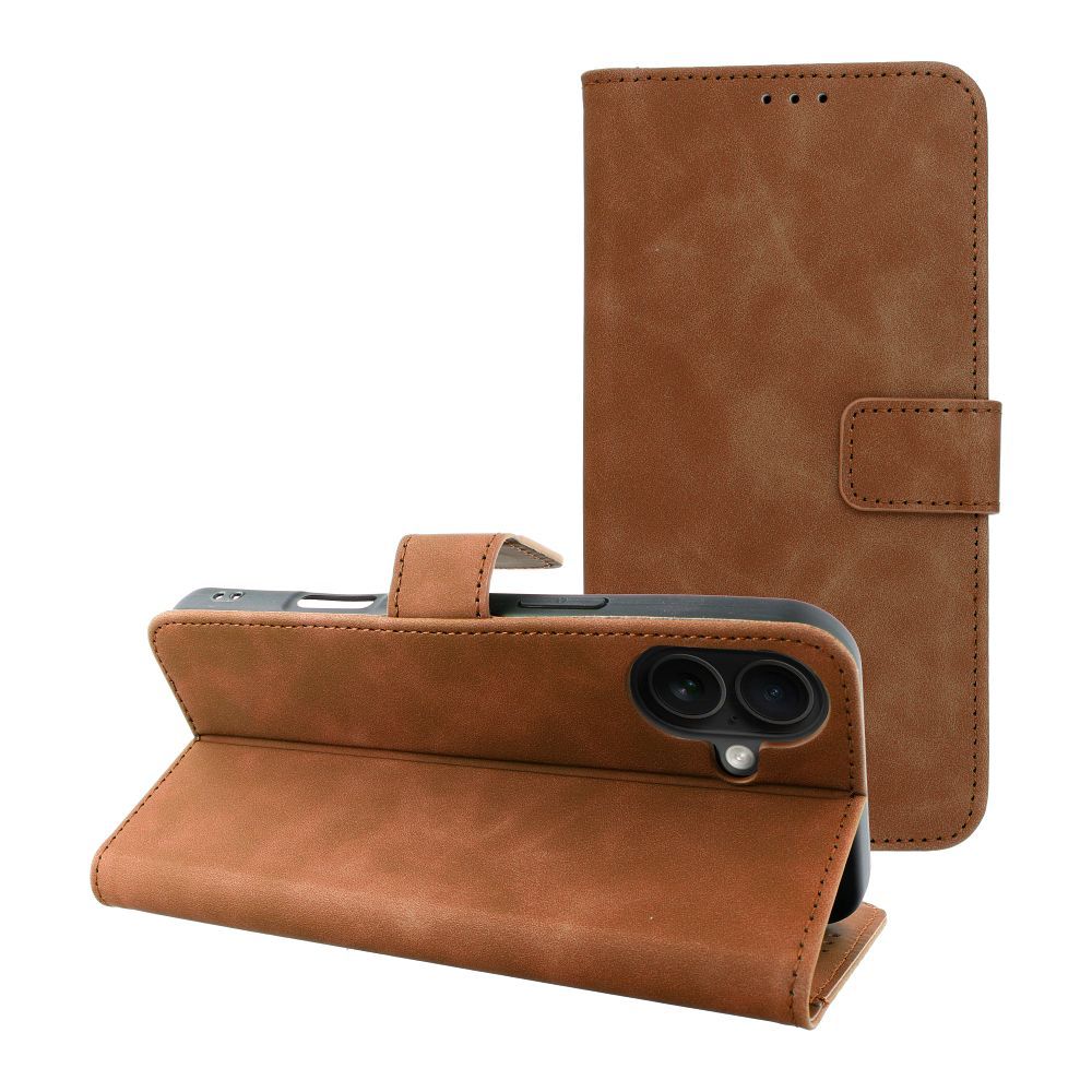 Ümbris kaanega TENDER Book iPhone 16 Pro (pruun)