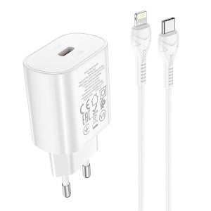 Laadija Hoco N22 PD25W Type-C + Lightning (valge)