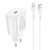Laadija Hoco N22 PD25W Type-C + Lightning (valge)