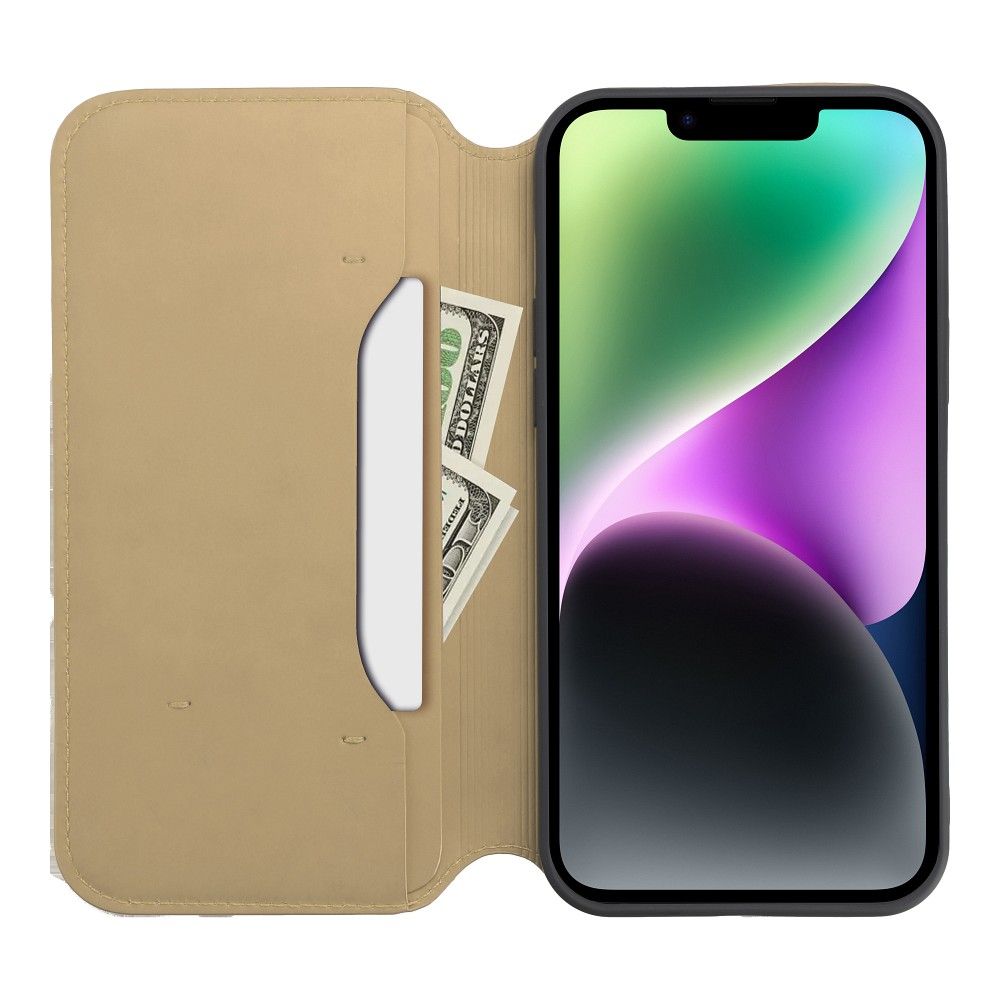 Ümbris kaanega Dual Pocket iPhone 16 (kuldne)