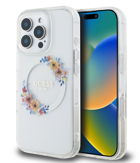 Ümbris Guess GUHMP16LHFWFCT MagSafe Flowers iPhone 16 Pro