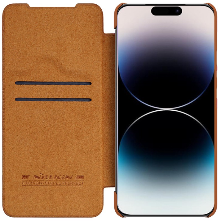 Ümbris Nillkin Qin Pro Leather iPhone 14 Pro Max (pruun)