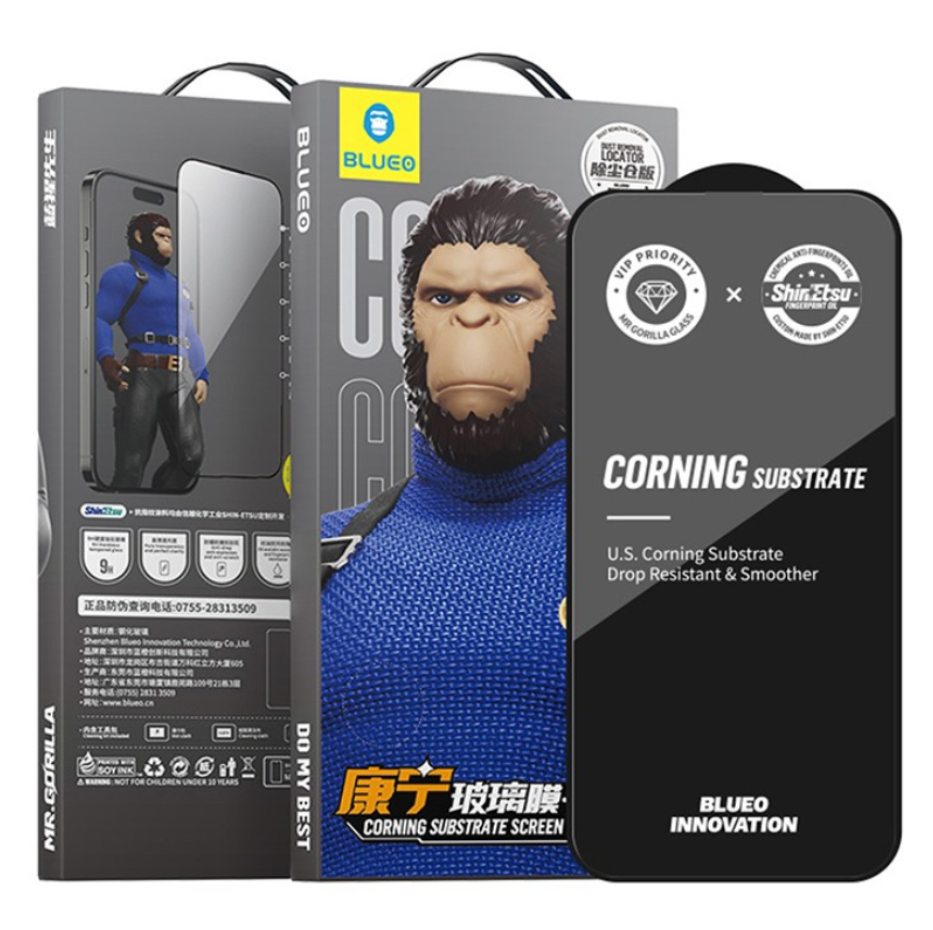 Kaitseklaas "Mr. Monkey Corning Gorilla" Full Glue Iphone 15 Pro Anti-counterfeiting (must)