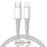 Juhe Baseus CATLGD-02 High Density Braided Charging Data Cable Type-C - Lightning 20W 1m (valge)