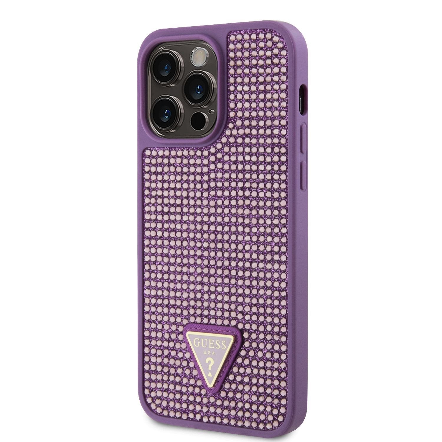 Guess Ümbris GUHCP15XHDGTPU Rhinestones Triangle Metal Logo iPhone 15 Pro Max (roosa)