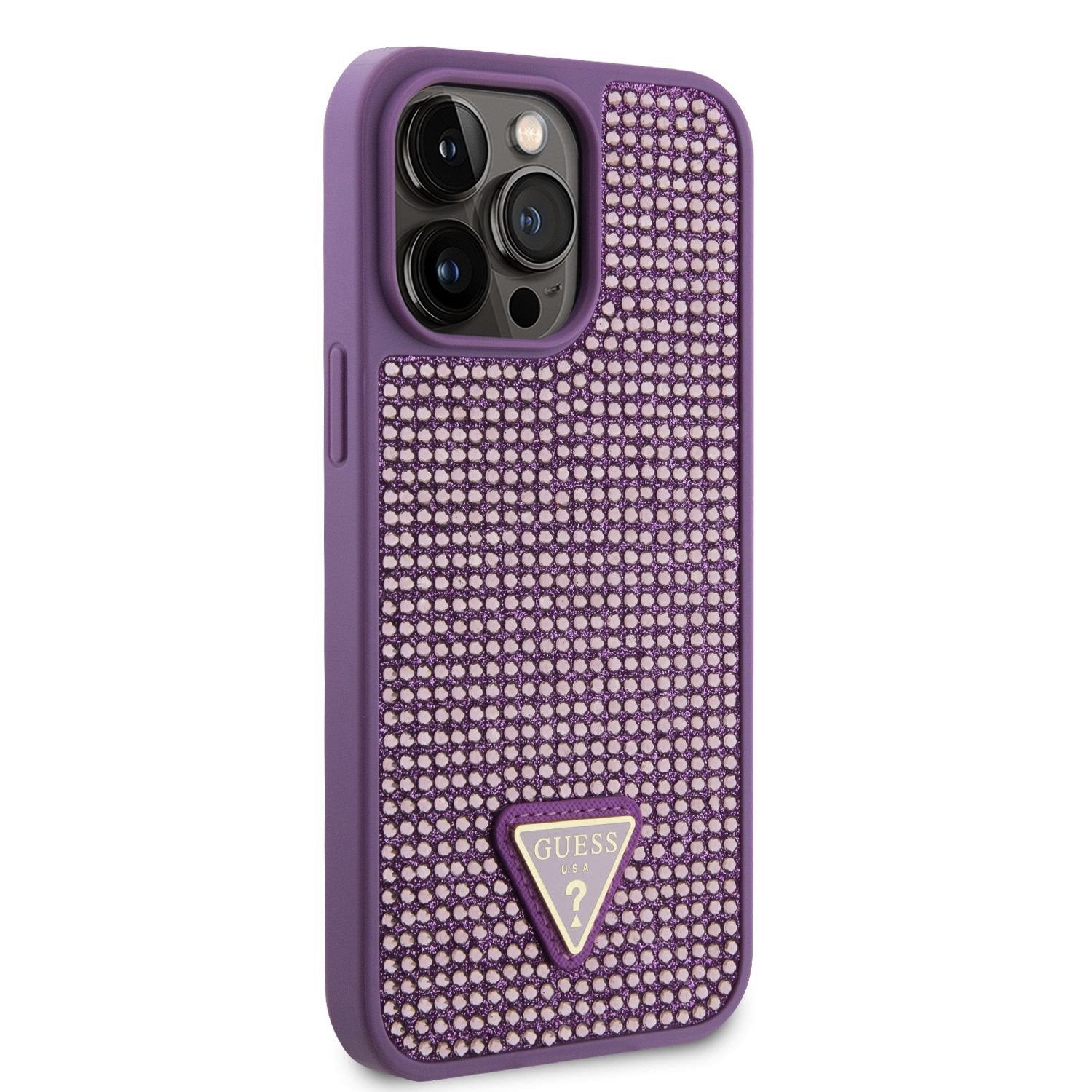 Guess Ümbris GUHCP15XHDGTPU Rhinestones Triangle Metal Logo iPhone 15 Pro Max (roosa)